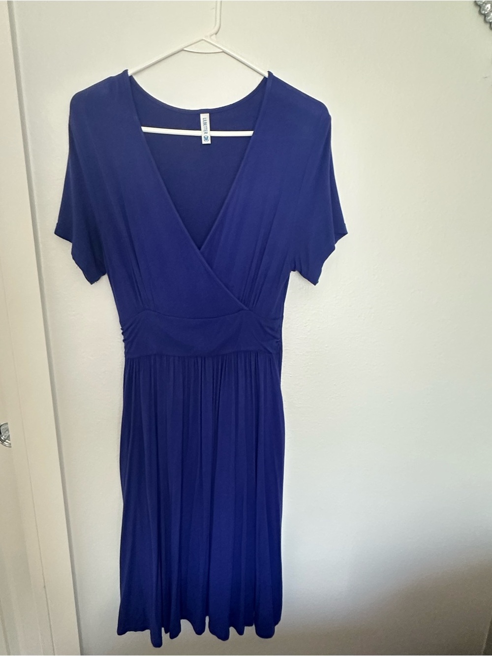 Deep Royal Blue V-Neck Wrap Maxi Dress by Unknown Brand